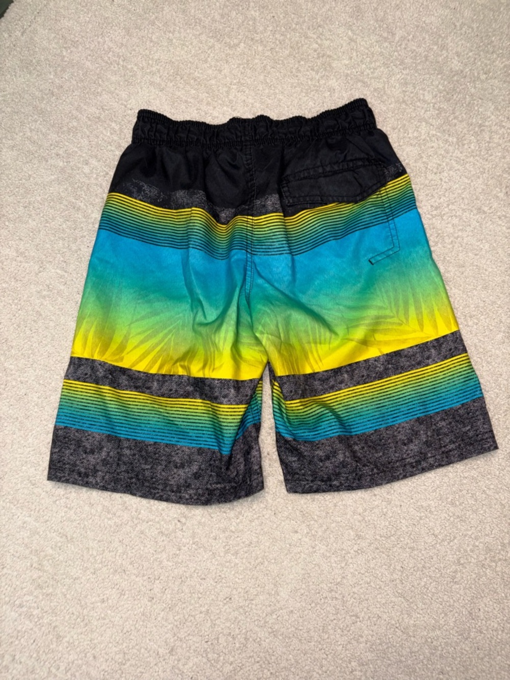 ZeroXposur Boys Swim Trunks Size S (8) Blue Green Yellow Ombre Palm Print